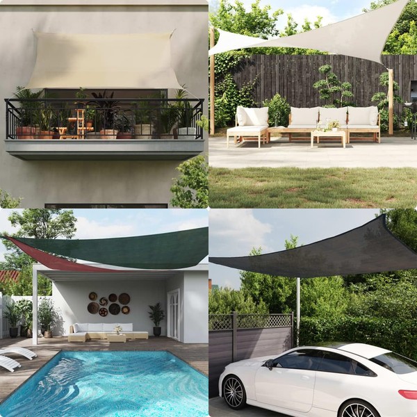 Sun Shade Sail 13' x 16' Beige Rectangle Canopy Sail