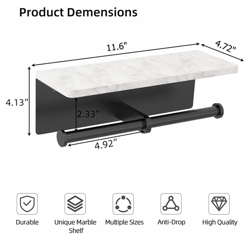 Toilet Paper Holder with Natural Marble Shelf for Bathroom Washroom,Wall