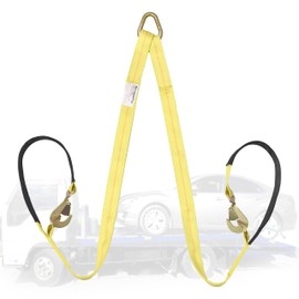 V-Bridle Tow Strap 2" x 6' with Snap Hooks, 5500lbs Load Limit Recovery Tow Straps with D Ring Axle Straps Cordura Sleeve for Car Towing, Rollback, Flatbed, Tow Truck
