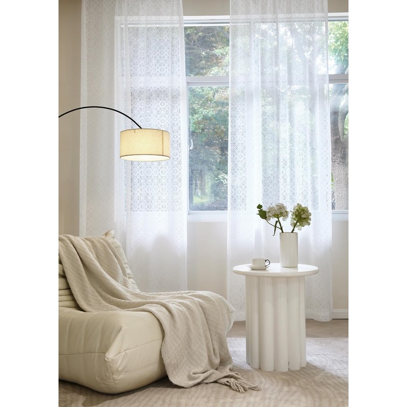 Sarah Haus Lace Curtain Panel (Single), Hebron Pattern Drapes, Rod