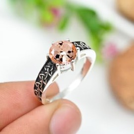 Morganit im Labor gezüchtet Edelstein Band Ring 925 Sterling Silber Ring Männer & Frauen Band Ring Alle Größen Ring Handgefertigt Schmuck TSR1225BC_21 (67 (21.3))