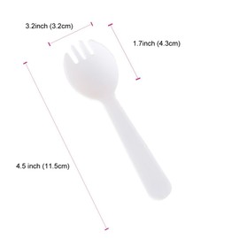 100 PCS Mini Plastic Spork Plastic Forks and Spoons Disposable 2 in 1 Sporks Plastic Disposable Sporks for Camping Picnics Parties and Weddings, Small, White