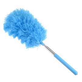 sourcing map Microfiber Cleaning Duster, 14 to 35 Inch Washable Extendable Brush Flexible Feather Duster for Window Furniture, Blue