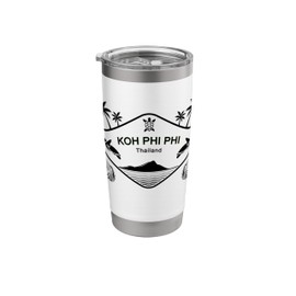 Koh Phi Pi Thailand Sea Turtle Palm Trees Island Souvenir Stainless Steel Insulated Tumbler
