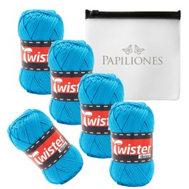 Handstrickgarn Häkelgarn Baumwollgarn Stricken Haekeln Basteln 5x50g Fb.65 türkis inkl.Zippbeutel