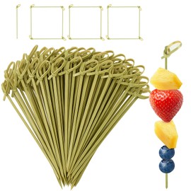 1000 Pcs Cocktail Picks 4.13 Inch Bamboo Skewers Fancy Party Toothpicks for Appetizers Charcuterie Food Picks Sticks with Looped Knot for Drinks Garnish Sandwich Fruit