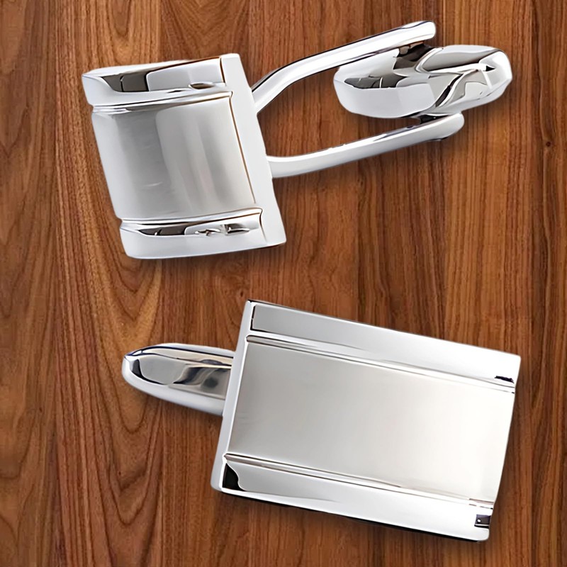Men's Silver Cufflinks - Rectangle Cufflinks for Wedding, Business &