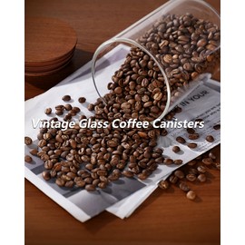 27oz Coffee Canisters with Wooden Scoop and Lids, Airtight Glass Storage Container Set of 2 for Ground Coffee, Glass Coffee Jar for Whole Coffee Beans, Coffee Bar Brown Sugar