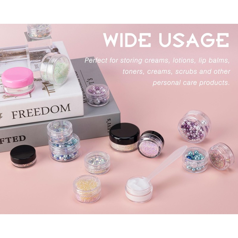 50 Count 3 Gram Sample Containers, Clear Lip Balm Containers