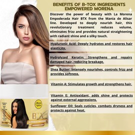 Mania de Alisar B-tox Hair Treatment 500g / 17,63 oz – Anti-Frizz Deep Hydration Hair Mask for All Hair Types – With Hyaluronic Acid, Hydrolyzed Keratin, Vitamin A & E, Sunflower Oil