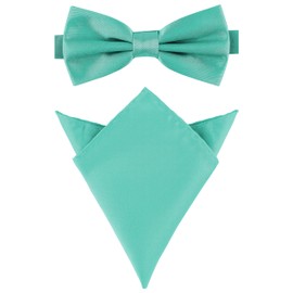 Ladeheid Men's Slim Bow Tie & Pocket Square Set M/P (12 cm x 6 cm, 22 cm x 22 cm) -