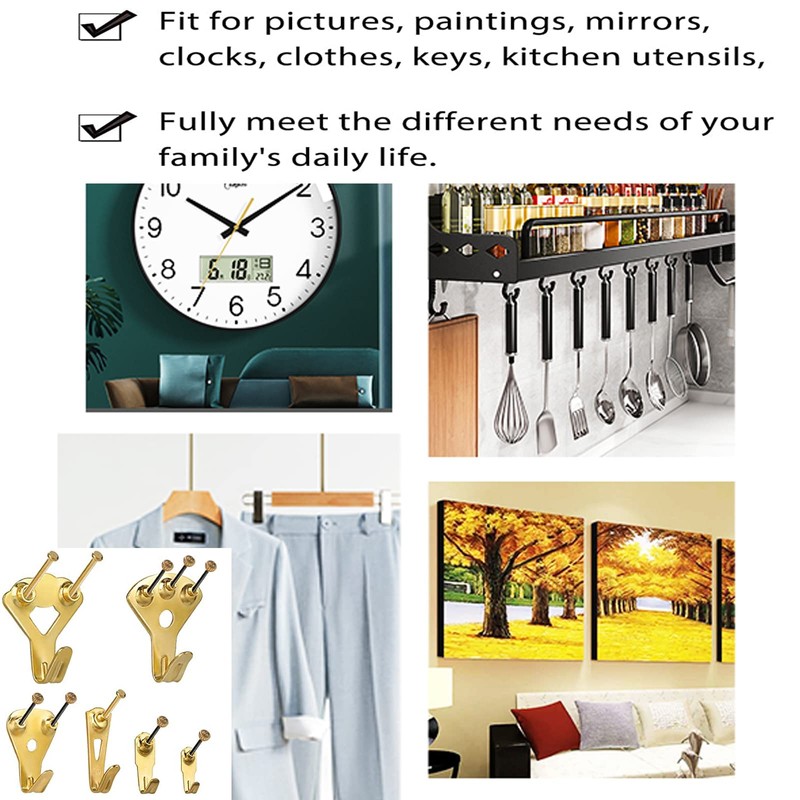 62PCS Picture Hooks for Hard Walls Picture Hanging Hooks Heavy