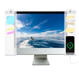 Set of 2 Transparent Acrylic Monitor Memo Board for Computers, Desks, Sticky Notes Message Board | Improves Office Efficiency Store your cell phone and perfect for preventing forgetting things