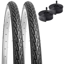 2 Pack 26" Road Bike Tires 26 x 1 3/8（37-590） Plus 2 Pack 26" Bike Tubes 26x1 3/8 AV 32mm Valve Compatible with 26X1 3/8 26X1.3/8 Bike Tires and Tubes(Black)