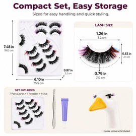 7 Pairs Porch Goose Outfit Eyelashes for 23/17'', Multicolor