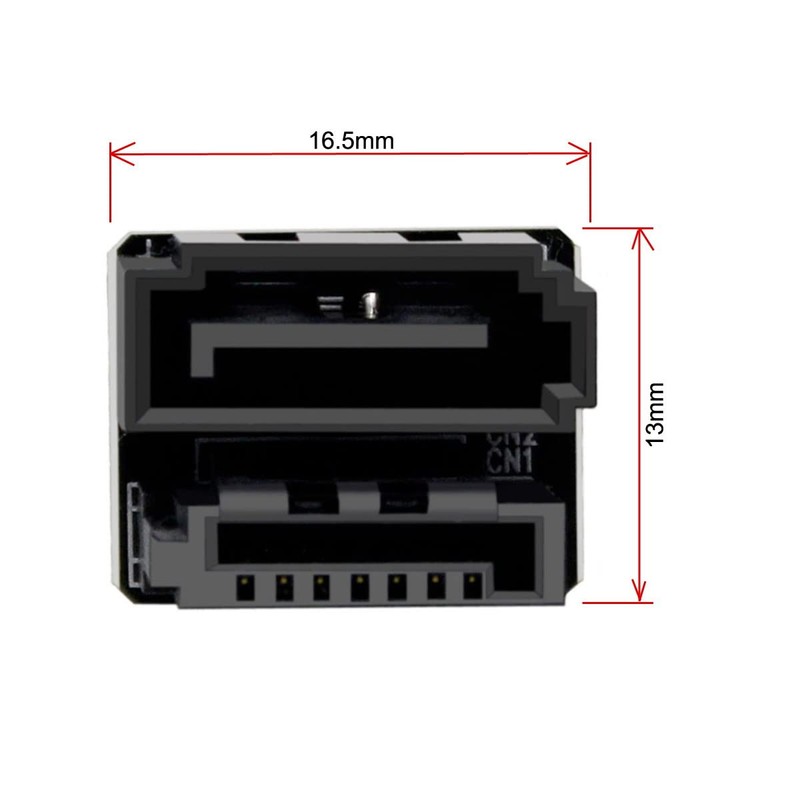 Cablecc Single SATA 7Pin Female to 360 Degree Angled 7Pin