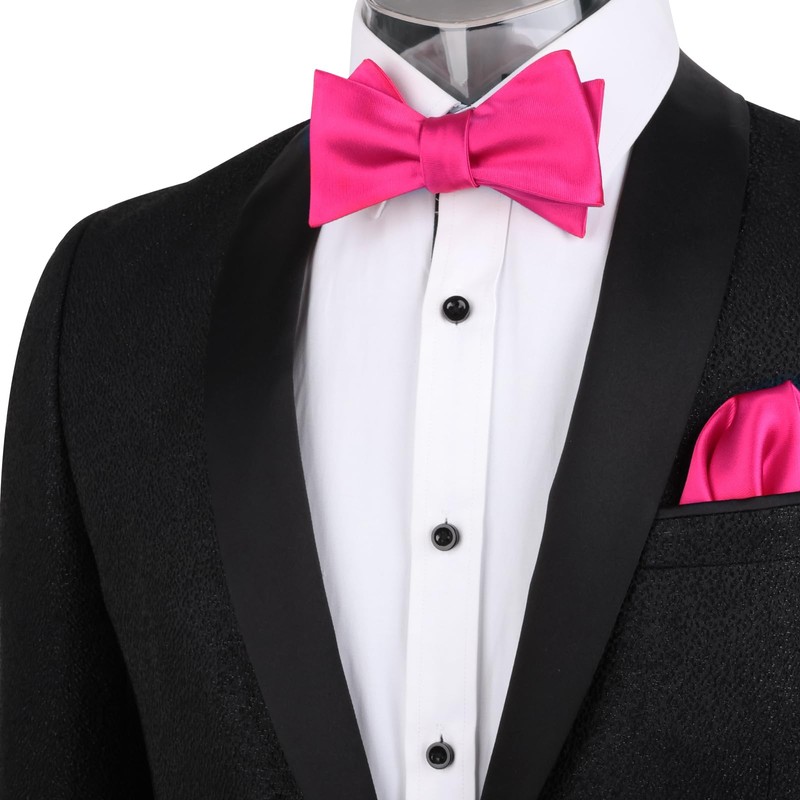 Alizeal Mens 2pcs Solid Self-tied Bow Tie and Pocket Square