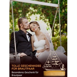 Ammonite Wedding Gifts for Newlyweds, Night Light, Warm White Light, Wooden Base Lamps, Gifts Bedroom Decoration