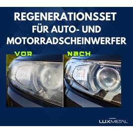 Lux Metal Car and Motorcycle Headlight Restoration Kit - Car Headlight Polishing Kit Regenerates Dull Car Headlight Restoration Kit or Car Headlight Restoration Kit