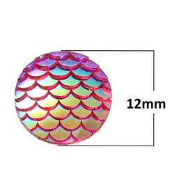 Unbranded 10 pcs. Pink Red AB Mermaid Fish Scales Dragon Cameo Domes Cabochons - 12mm