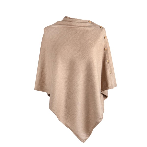 DEMDACO Women's Side Button Fashion Pullover Poncho Shawl Wrap Polyester