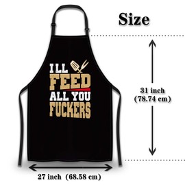 Barista Apron for Men Ill Feed All You Fuckers Cute Aprons for Women for Kitchen Cooking Restaurant BBQ Painting Crafting Gardening 27” (W) x 31” (H), Waterproof Aprons