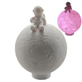 TIME&TRAVE Moon Lamp with Astronaut, 7 Colors LED Night Light Moon Light with Push Button, Moon Light Lamp for Birthday Gifts Room Decor (Diameter 6.85 Inch)