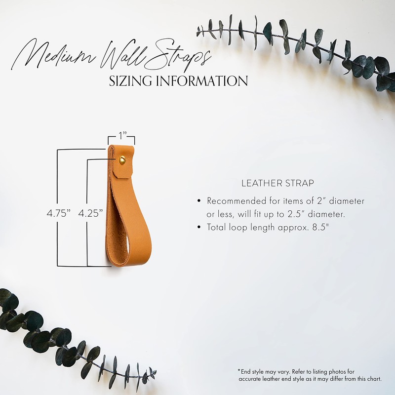 6 Pack Genuine Leather Wall Straps by KEYAIIRA - Sustainably