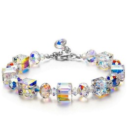 CUSIOALQQ Charm-Armband mit buntem Kristall-Edelstein, für Frauen, Teenager, Mädchen, Edelstein, mehrfarbig, Geburtsstein, Armband, Geschenk, modisch, romantisch, Statement, Versprechen, Schmuck,