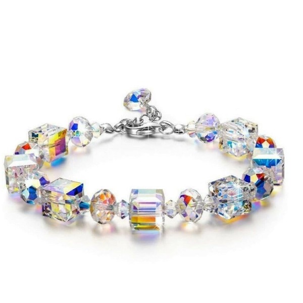 CUSIOALQQ Charm-Armband mit buntem Kristall-Edelstein, für Frauen, Teenager, Mädchen, Edelstein,