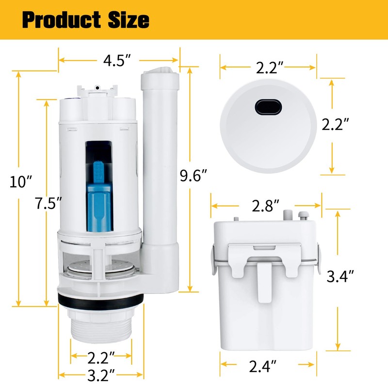 KERDE 2-Inch Automatic Toilet Flusher - Dual Flush Valve with