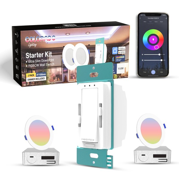 Smart RGB Recessed Lights with Smart Wall Switch, 1 Pack