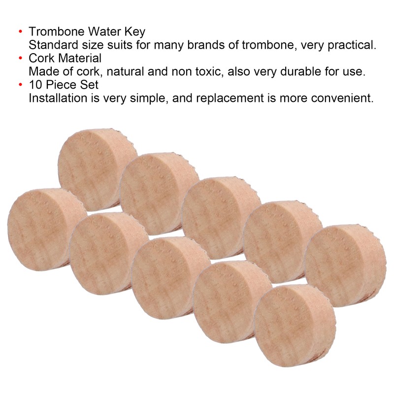 10Pcs Trombone Water Key Spit Valve Cork Pad Instrument Accessory