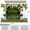 CRTPOD Wedding Backdrop Mr and Mrs White Curtain Floral Grass