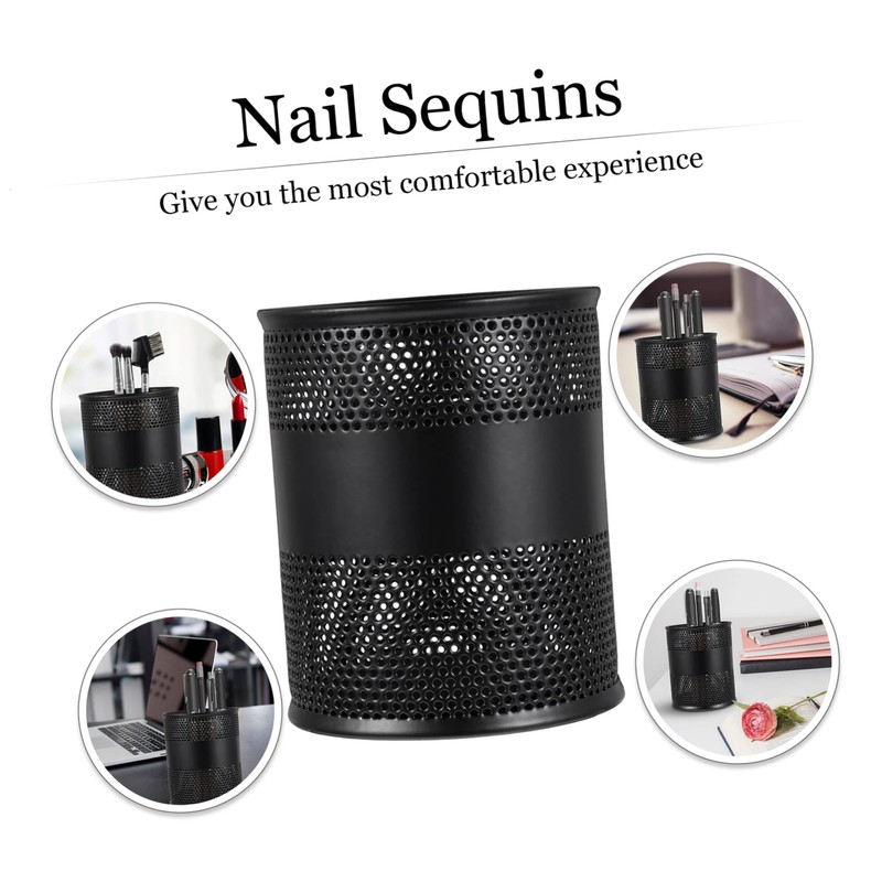 Operitacx Metal Black Anti-rust Round Pen Holder for Office Storage