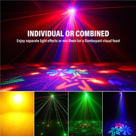 Telbum Party Light DJ Disco Lights, 80W RGBW Bee-Eye Effect with Multi Patterns Amber Strobe Effect, LED Stage Light DMX & Remote Control Sound Activated for Wedding Rave Club Dance Gig Bar Lighting