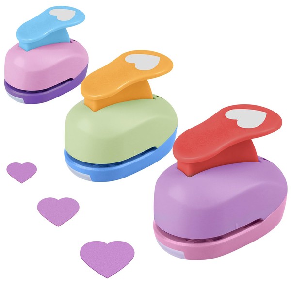 Ezydka Heart Paper Punches for Crafts 3 Pack Craft Paper