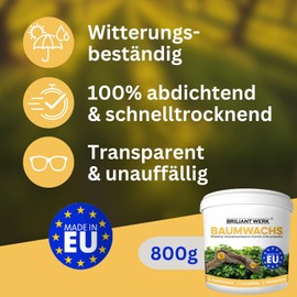 Briliantwerk® 800 g Cotton Wax Wound Closure I Wound Closure for Trees for Quick Healing I Our Tree Resin Forms a Robust, Weatherproof Protective Layer I Suitable for All Plants