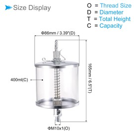 CoCud Needle Valve Type Oil Cup, | M10x1 Thread 400ml | Carbon Steel Plating Oil Dispenser Lathe Machine Power Accessories - (Applications: for Industrial Lubrication), 1-Piece