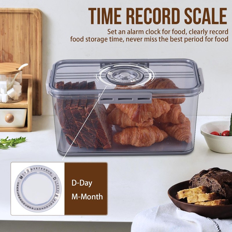 Gifhomfix Bread Box Bread Boxes for Kitchen Counter Airtight, Time