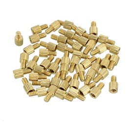 sourcing map 50pcs M2 3+3mm Male Thread Brass Round Standoff Spacer Screw PCB Pillar