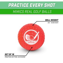 GoSports Foam Golf Practice Balls - 16 Pack Realistic Feel and Limited Flight Use Indoors or Outdoors