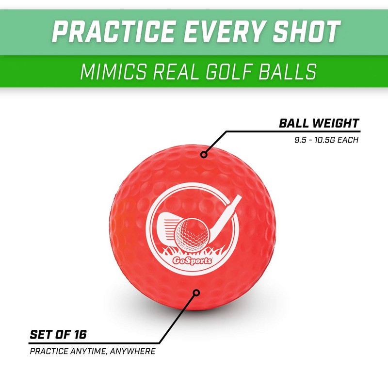 GoSports Foam Golf Practice Balls - 16 Pack Realistic Feel