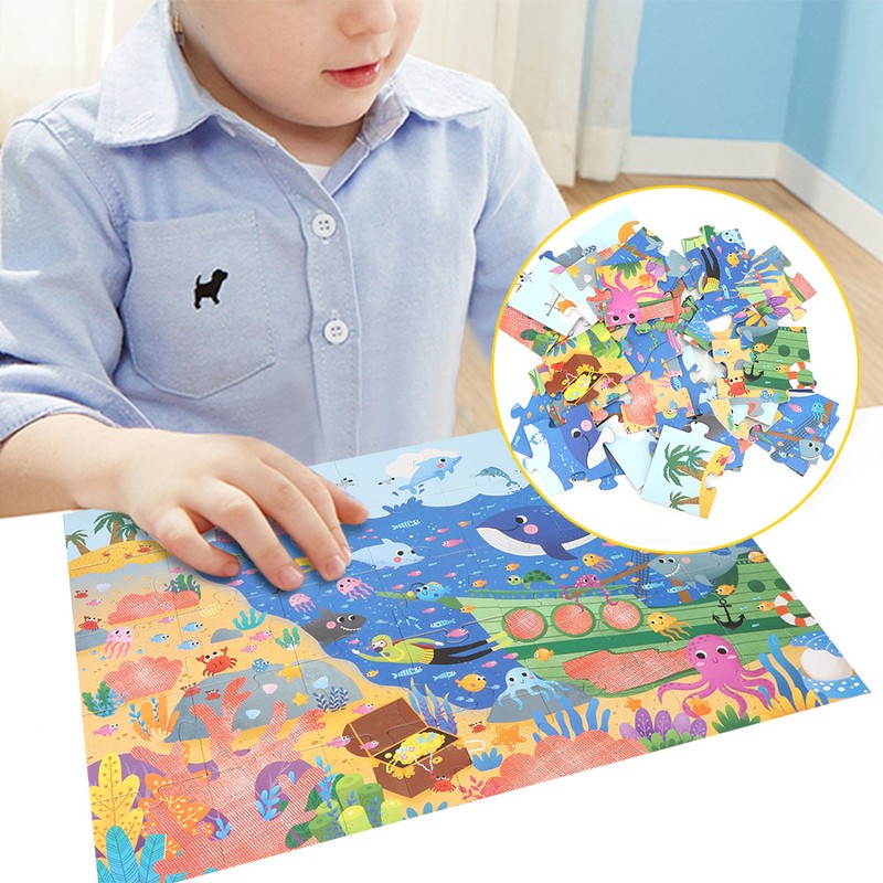 Cartoon Ocean Forest Puzzle Building Blocks Educational Toy Set with