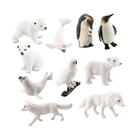 F Fityle Lifelike Arctic Animal Wildlife Animal Statues PVC Polar Animals Arctic Animal Models for Shelf Decor Cognitive Toy Children, 10 Pieces