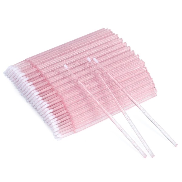 400 Pieces Disposable Micro Brushes, Bendable Micro Applicator Brushes, Crystal Pink Micro Brushes, Disposable Micro Eyelash Applicator for Cleaning or Makeup (Crystal Pink)