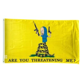 3x5FT Flag Beavis Cornholio Meme Are You Threatening Gadsden Tread Funny