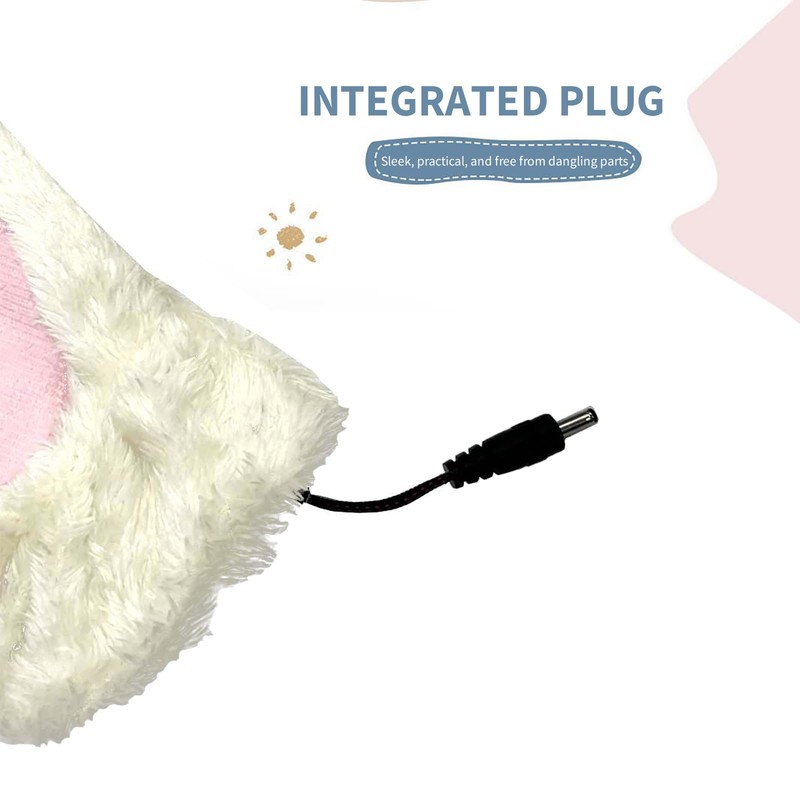 Half-Finger Fleece-Lined Heated Gloves for Typing & Writing, Plush Cat
