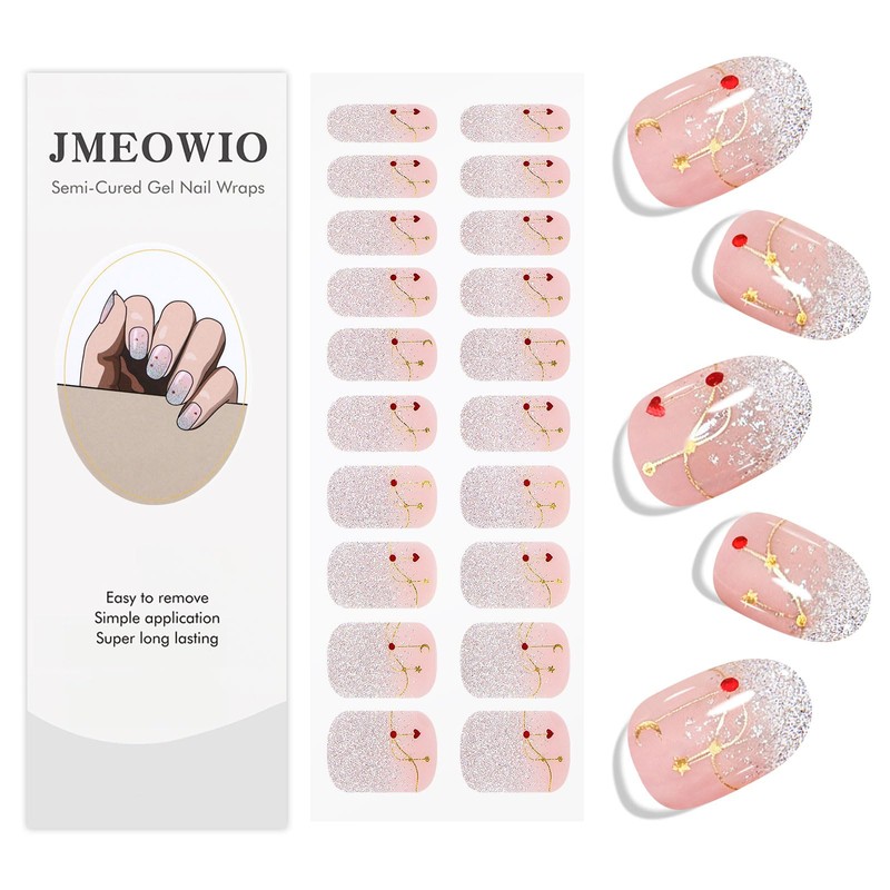 Semi Cured Gel Strips Nail Art Sticker Wrap Glitter