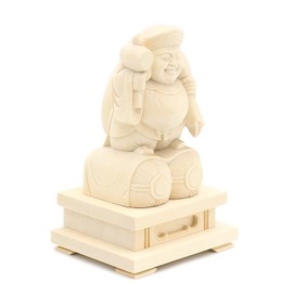 Kurita Buddha Statue Brand [Morotenjin] Cypress Wooden Standing Daikokuten Statue (Total Height Approx. 5.5 inches (14 cm), Width 3.3 inches (8.5 cm), Depth 3.0 inches (7.5 cm)), Tawaraza Square Base 13670